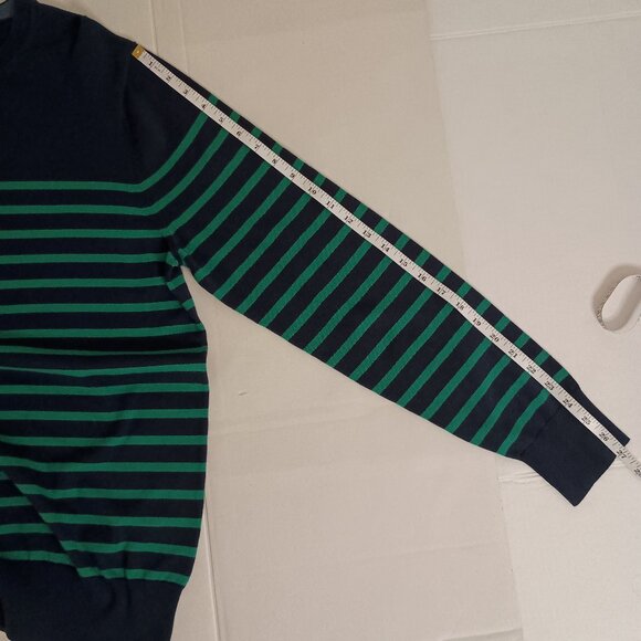 Brooks Brothers Men’s 100% Cotton Green Blue Stripe Sweater Size L EUC - Picture 12 of 15